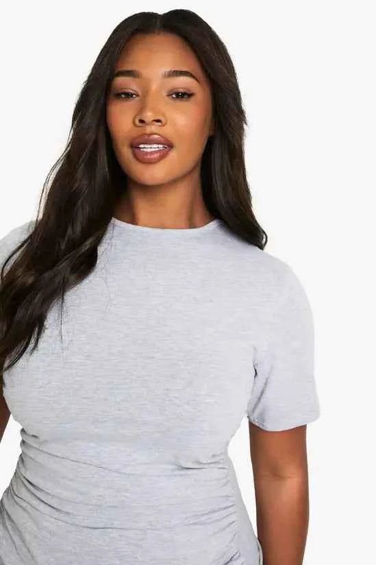Plt - Plus Cotton Ruched Side Short Sleeve T-Shirt