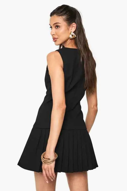 boohoo Dropped Waist Pleated Mini Dress