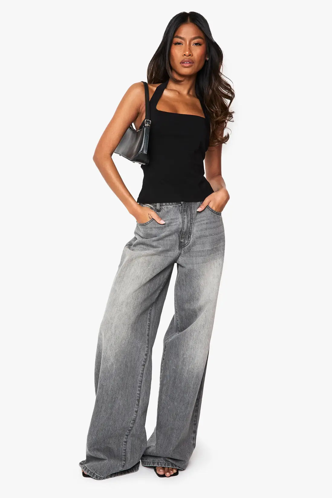 boohoo Bengaline Halter Square Neck Top