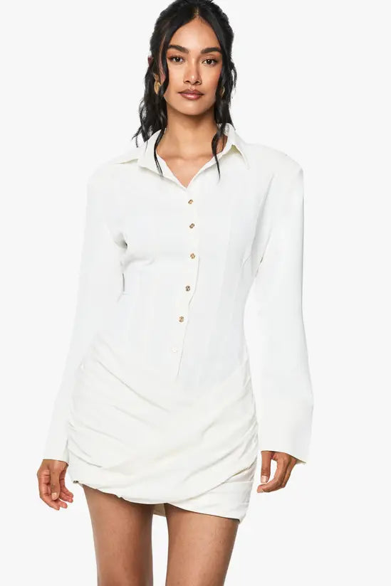 Boohoo Premium Structured Panel Collared Mini Dress
