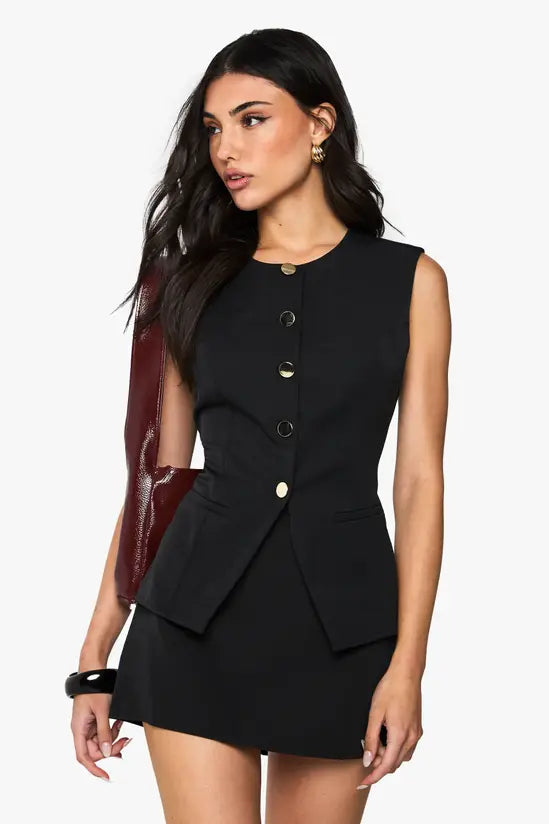 boohoo Gold Button Tailored Waistcoat