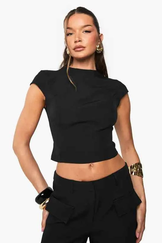 Boohoo High Neck Tailored Top