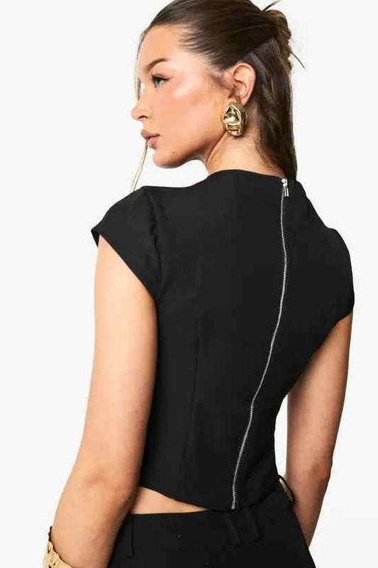Boohoo High Neck Tailored Top