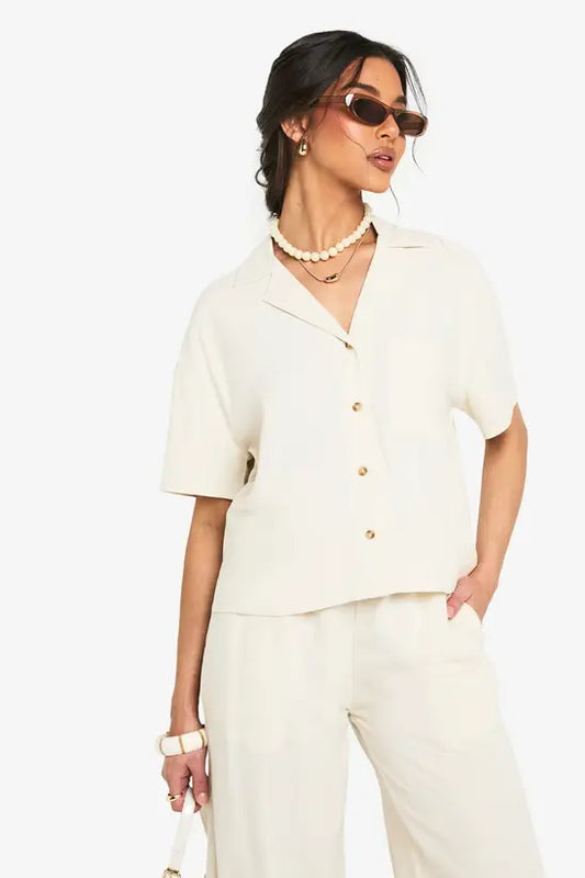 boohoo Premium Linen Short Sleeve Shirt