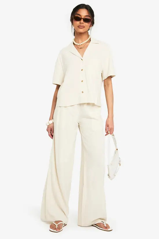 boohoo Premium Linen Short Sleeve Shirt