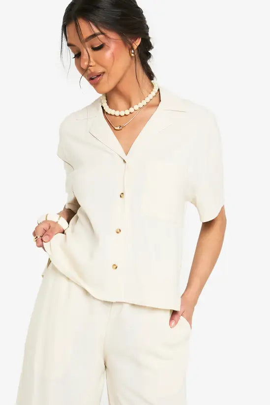 boohoo Premium Linen Short Sleeve Shirt