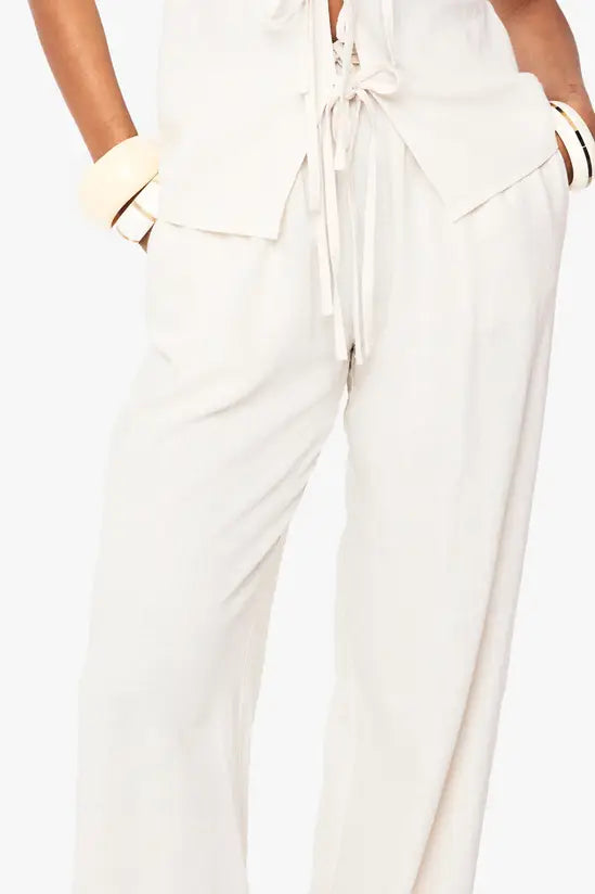 boohoo Linen Look Straight Leg Trousers