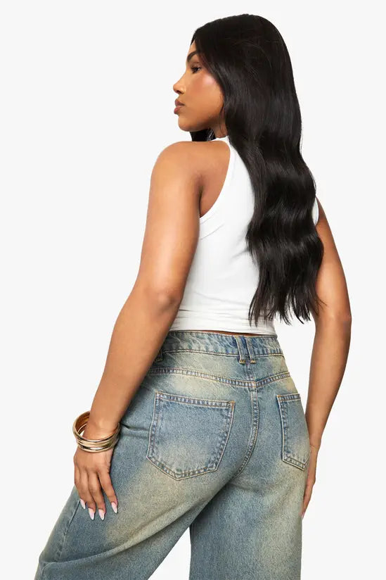 boohoo Double Layer Slinky Racer Neck Top