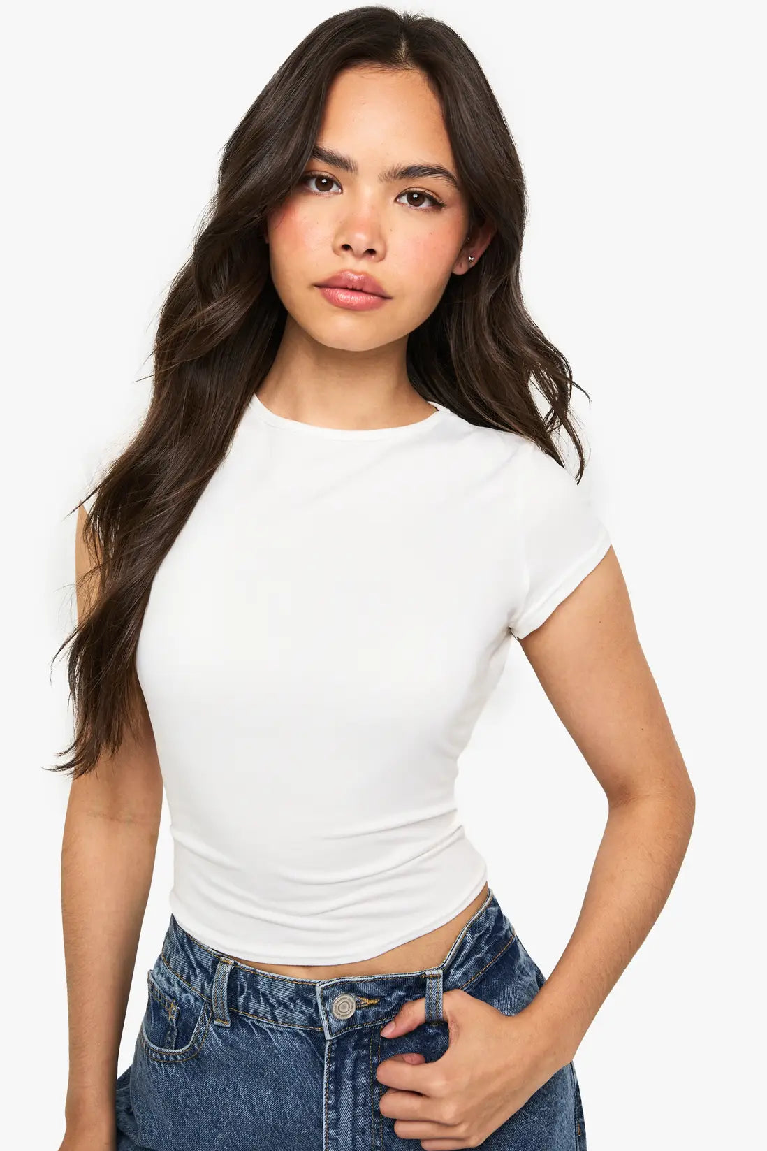 boohoo Super Soft Cap Sleeve Fitted T-Shirt