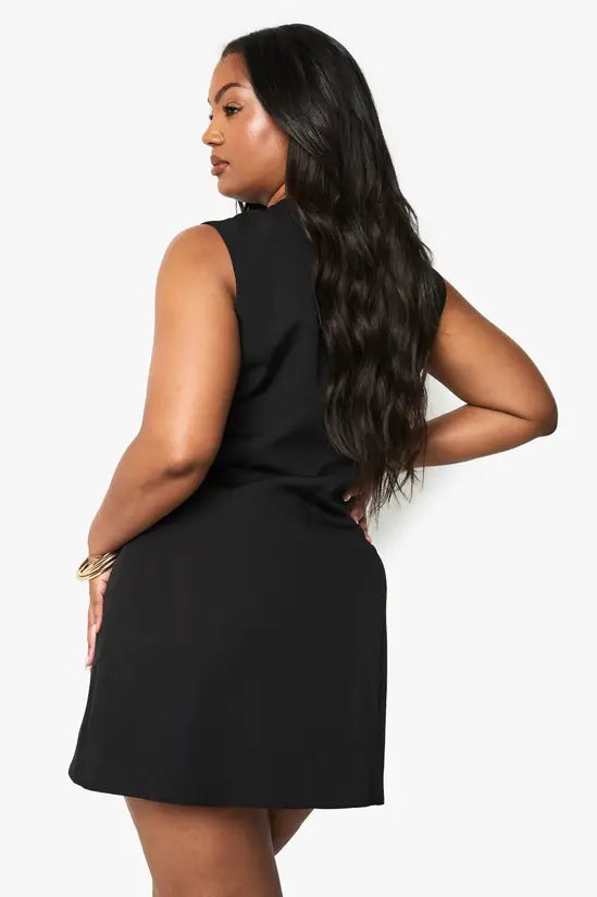 boohoo Plus Gold Button Down Blazer Dress
