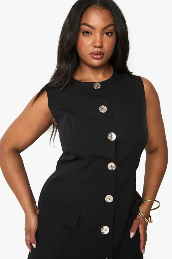 boohoo Plus Gold Button Down Blazer Dress