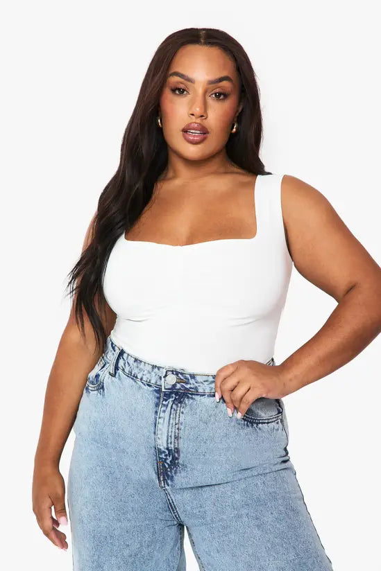 boohoo Plus Double Layer Ruched Front Bodysuit