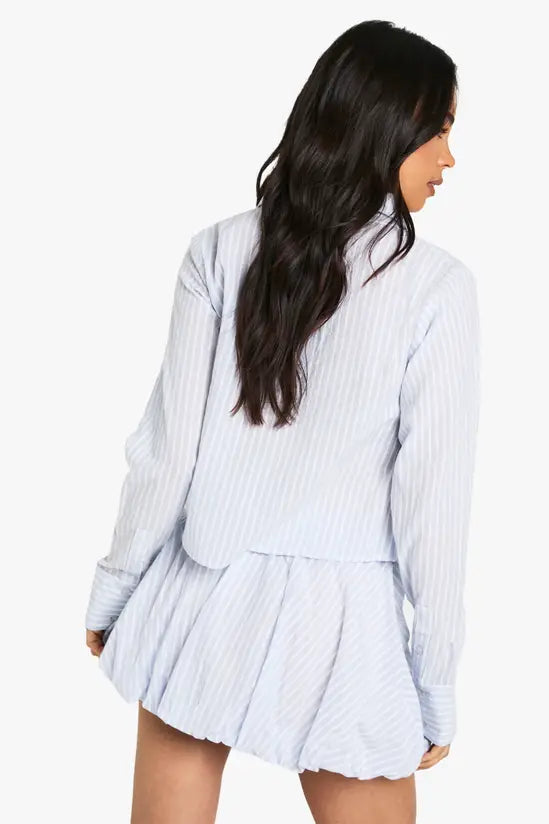 boohoo Cotton Stripe Crop Shirt
