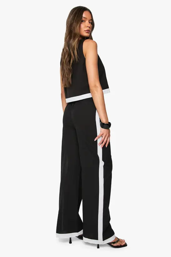 boohoo Contrast Stripe Linen Trousers