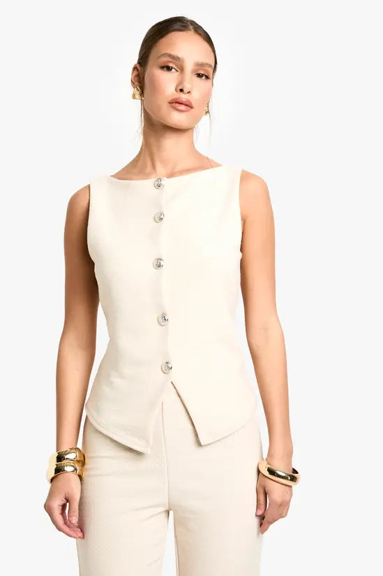 boohoo Textured Button Through Waistcoat