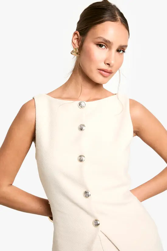 boohoo Textured Button Through Waistcoat