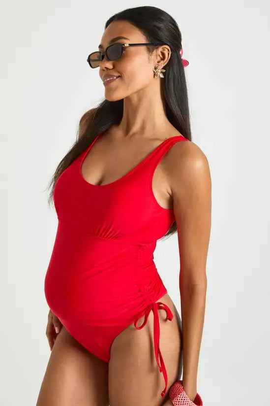 boohoo Maternity Ruched Tie Side Swimsuit