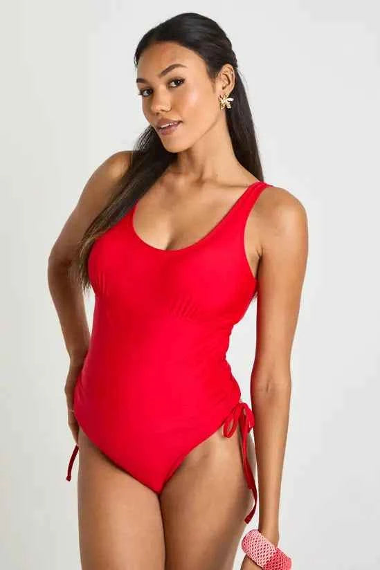 boohoo Maternity Ruched Tie Side Swimsuit
