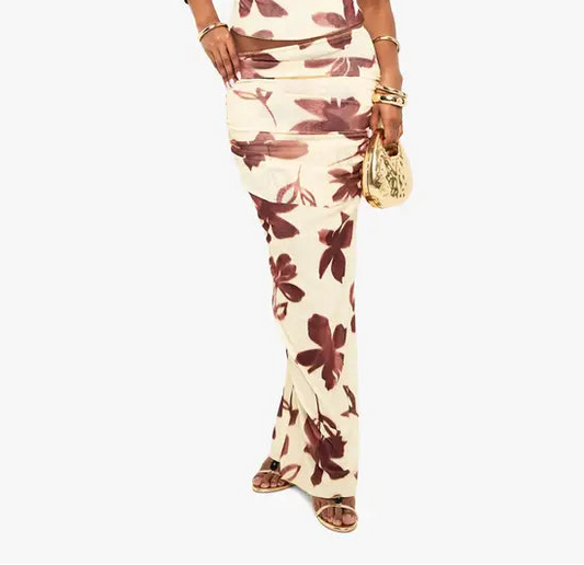 boohoo Textured Mesh Ruched Overlay Maxi Skirt