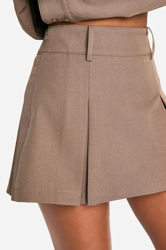 boohoo Tailored Pleated Mini Skirt
