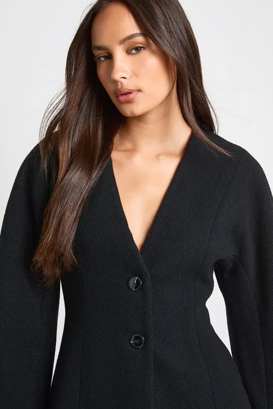 boohoo Wool Look Cinched Waist Jacket