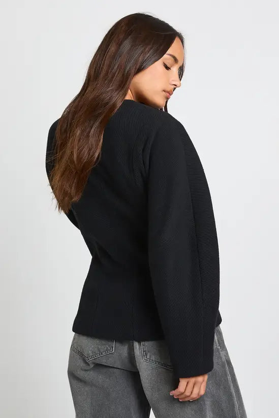 boohoo Wool Look Cinched Waist Jacket