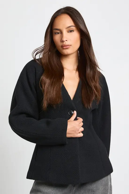 boohoo Wool Look Cinched Waist Jacket