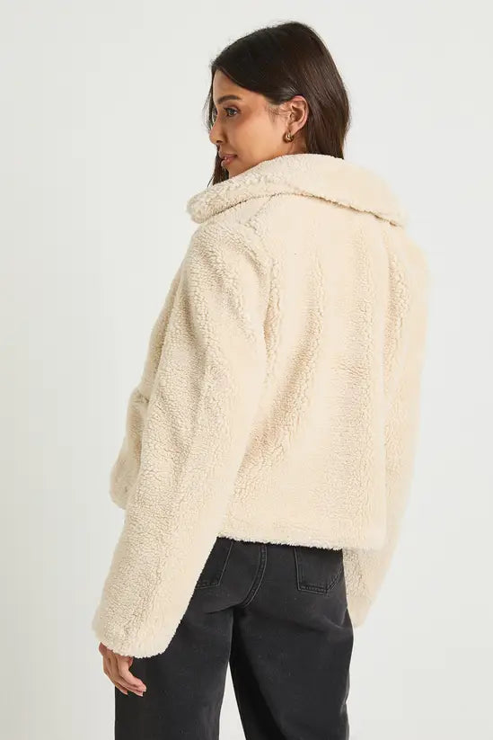 boohoo Short Teddy Collared Jacket