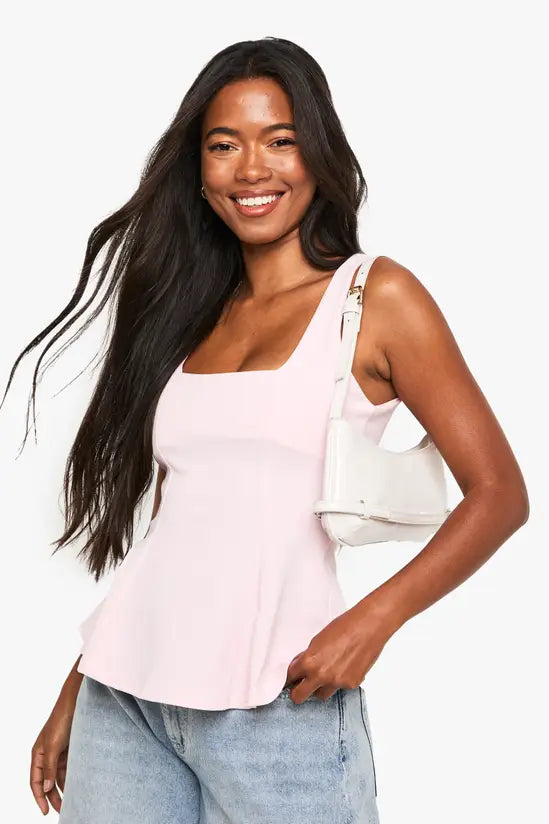 boohoo Scoop Neck Peplum Top