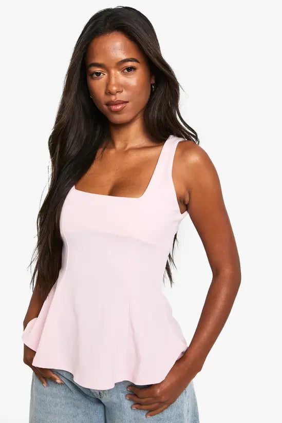 boohoo Scoop Neck Peplum Top