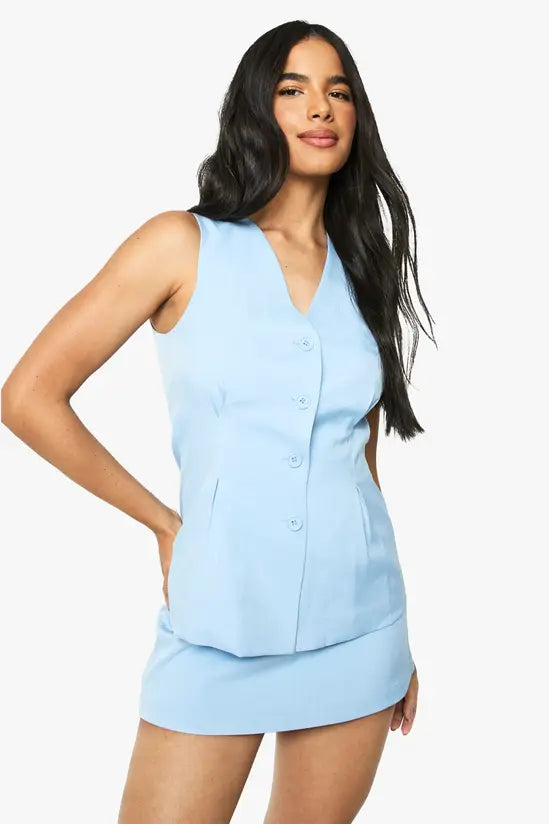 boohoo Tailored Longline Cinched Waistcoat