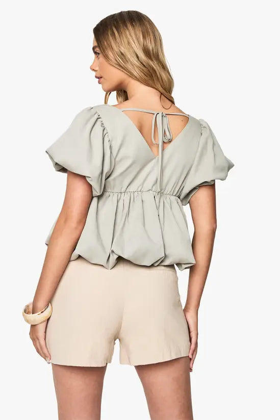 boohoo Poplin Puffball Top