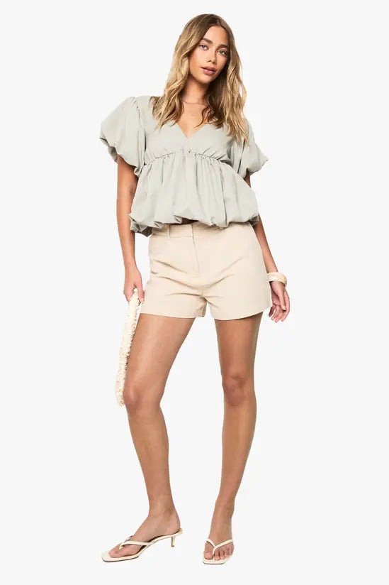 boohoo Poplin Puffball Top