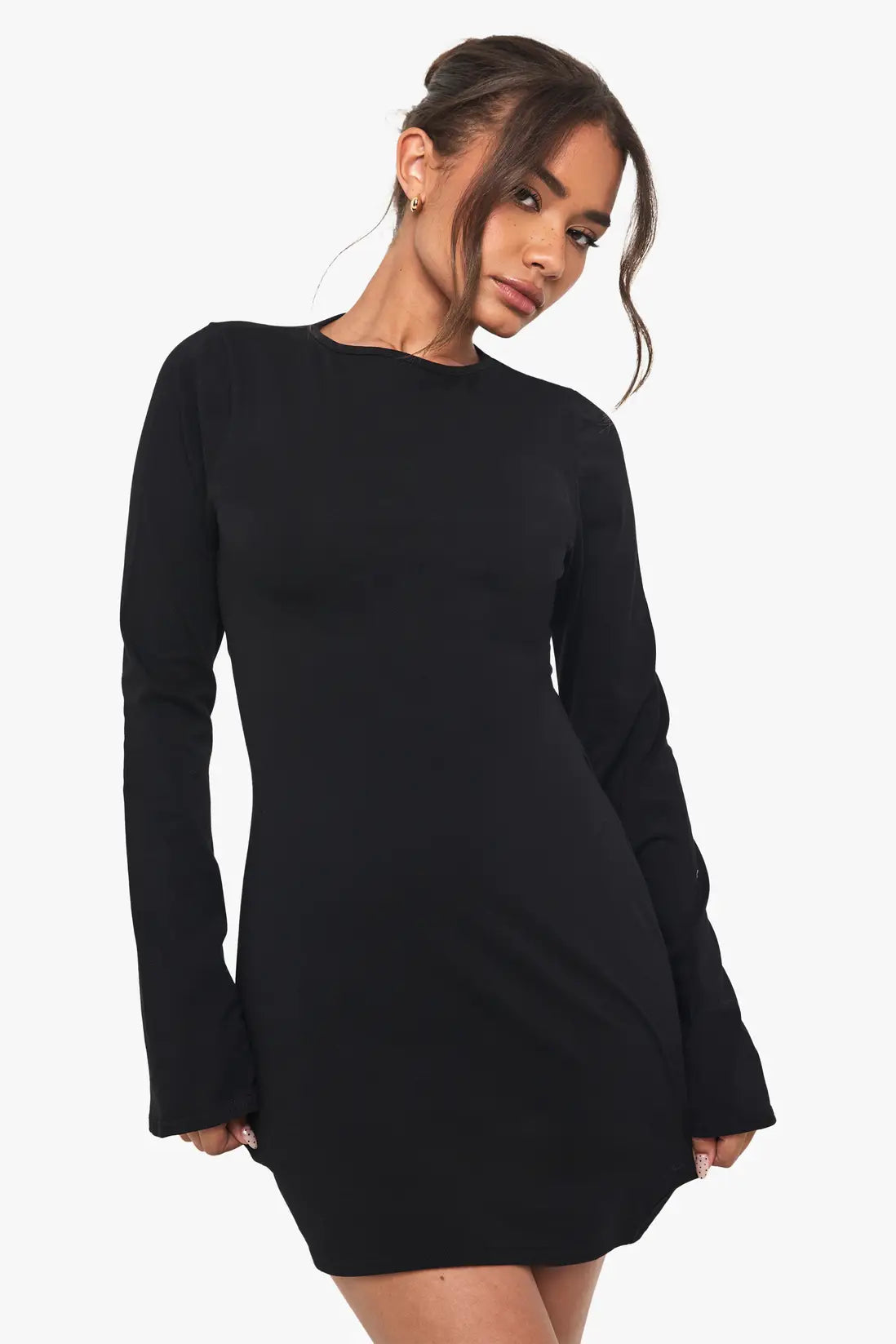 boohoo Cotton Flare Sleeve Mini Dress