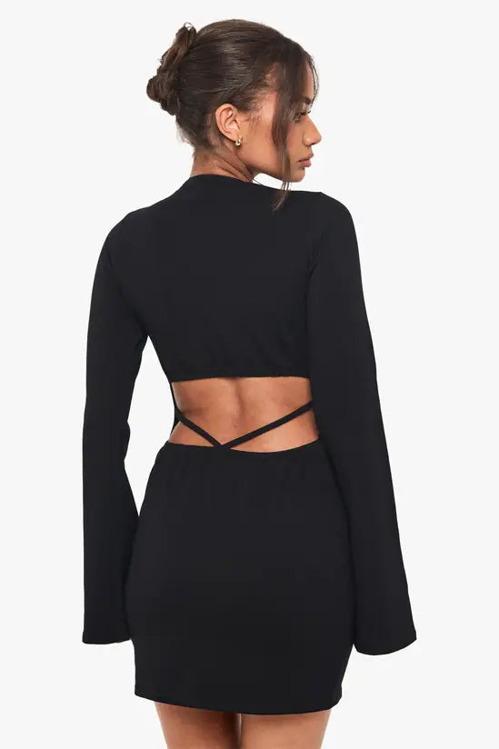 boohoo Cotton Flare Sleeve Mini Dress