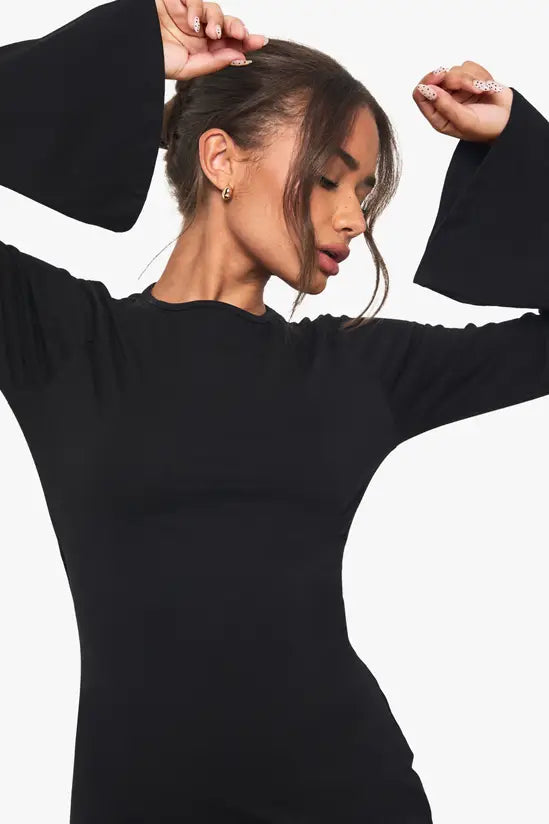 boohoo Cotton Flare Sleeve Mini Dress