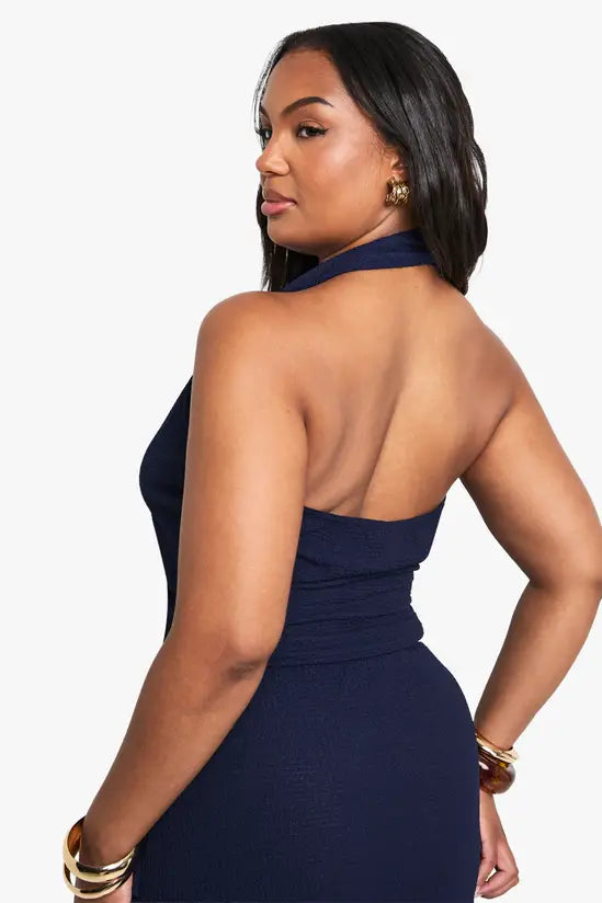boohoo Plus Halter Gold Detail Top