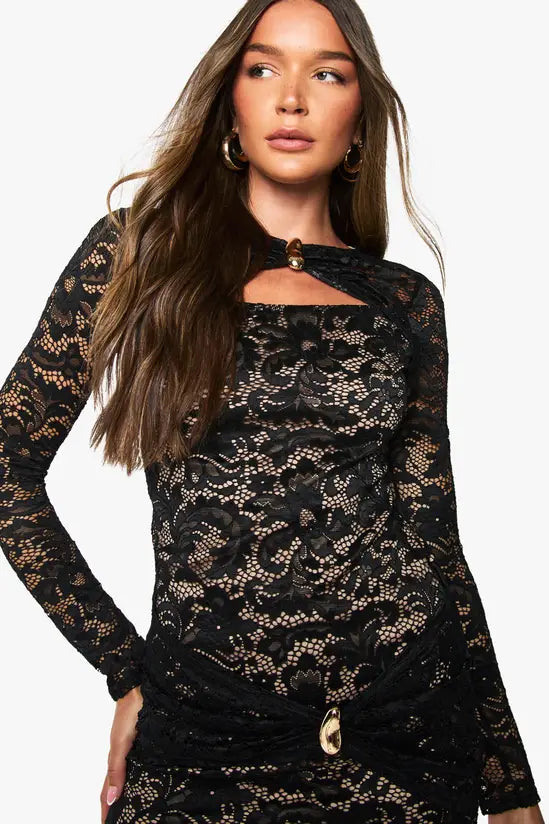 boohoo Lace Trim Detail Mini Dress