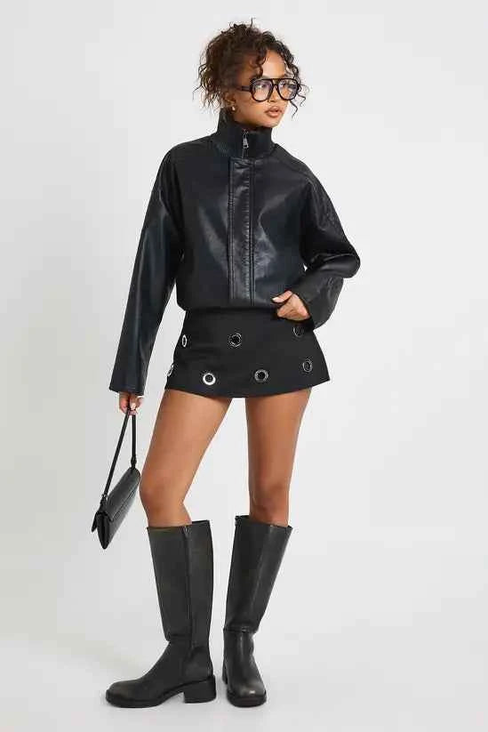 boohoo Chunky Eyelet Detail Mini Skort