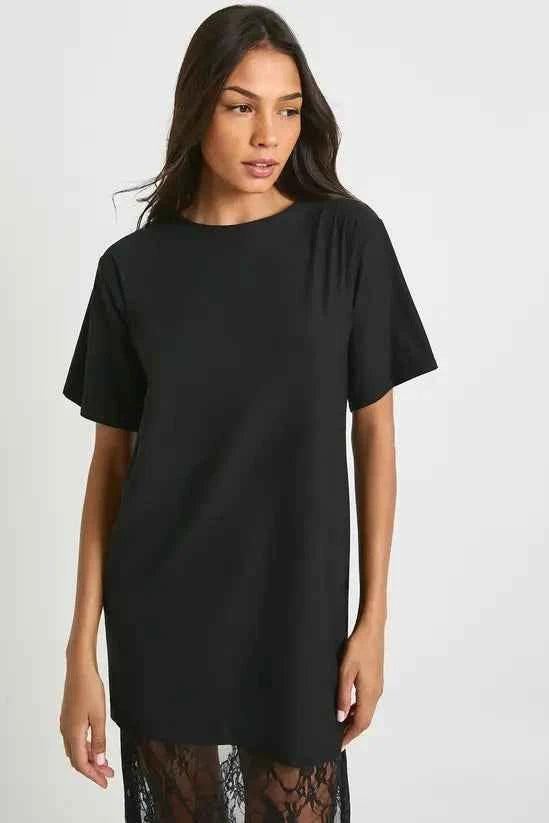 boohoo Tall Lace Detail Midaxi T-shirt Dress