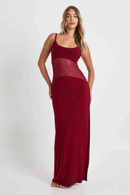 boohoo Mesh Sheer Drop Waist Maxi Dress