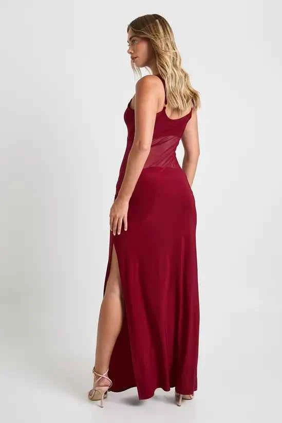 boohoo Mesh Sheer Drop Waist Maxi Dress