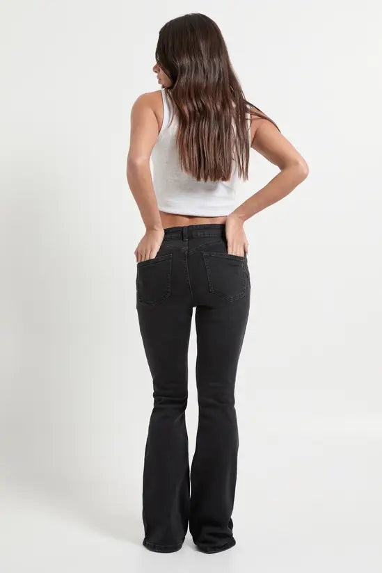 boohoo Petite High Waist Booty Lifting Flared Jean
