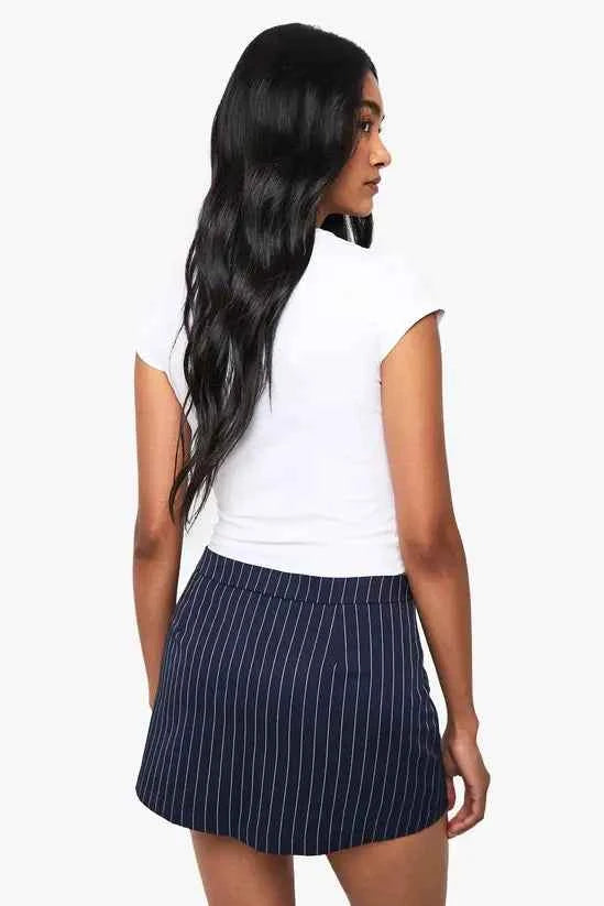 boohoo Pinstripe Tailored Mini Skort