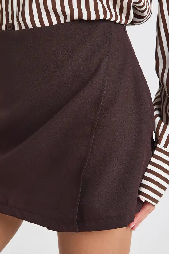 boohoo Tailored Wrap Front Mini Skort