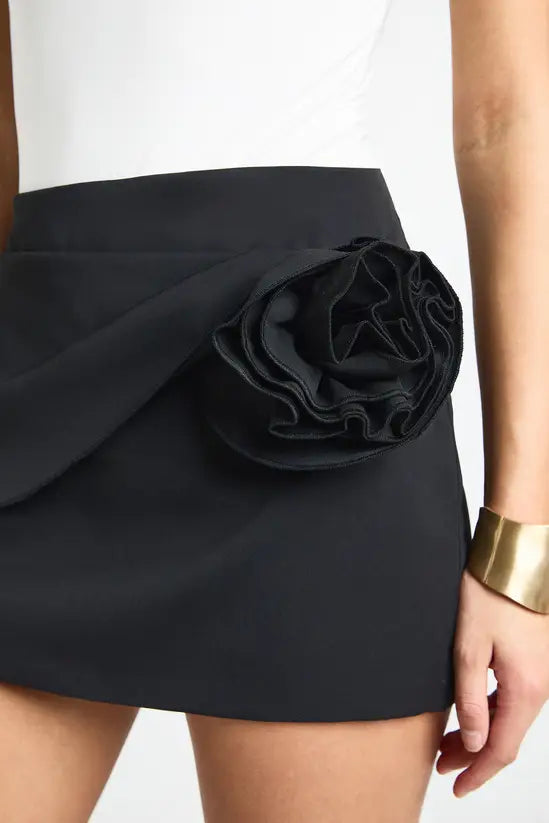 boohoo Crepe Twist Rose Detail Mini Skirt