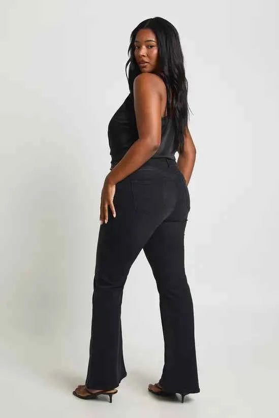 boohoo Plus High Waist Booty Lifting Flared Jean