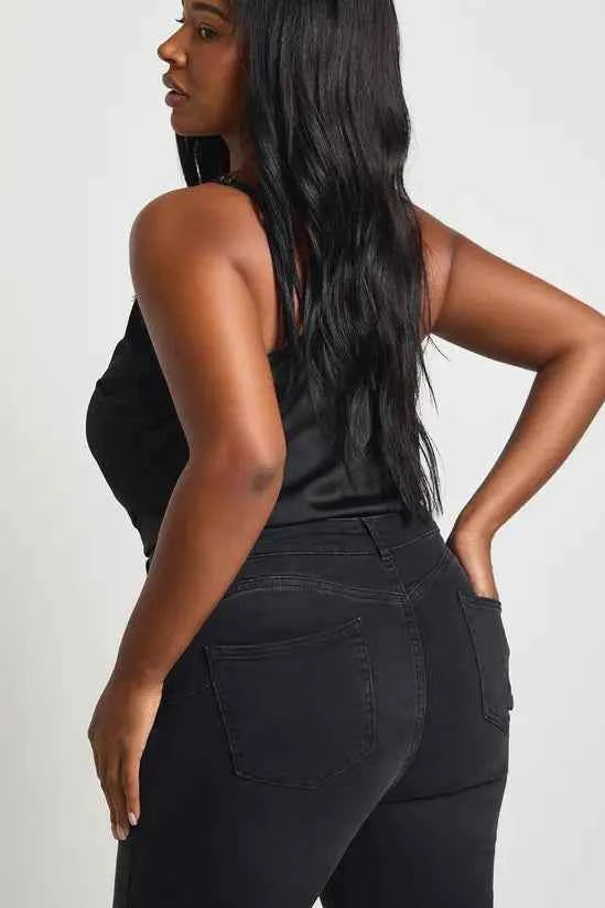 boohoo Plus High Waist Booty Lifting Flared Jean
