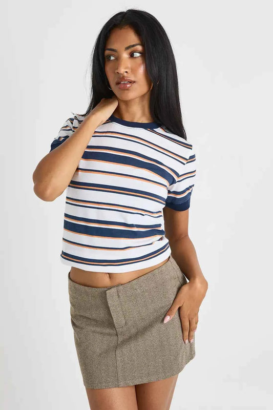 boohoo Striped Baby T-Shirt With Contrast Neck Binding