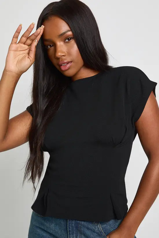 boohoo Crepe Sleeveless Cinched Waist Top